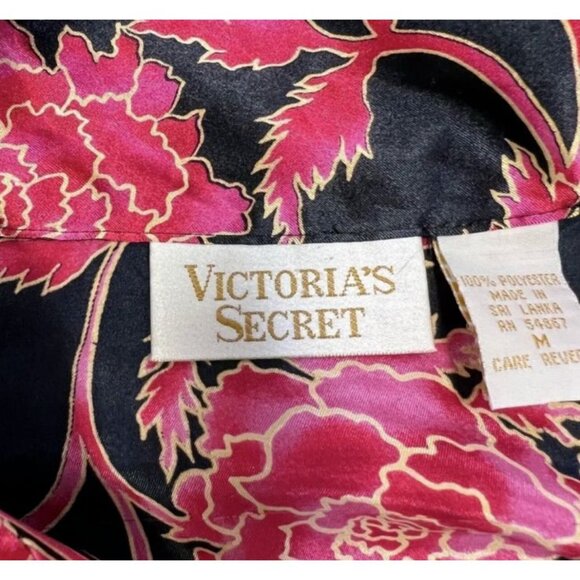 Victoria's Secret Pajama Shirt Red Black Floral Button Up Size Medium - Picture 6 of 8